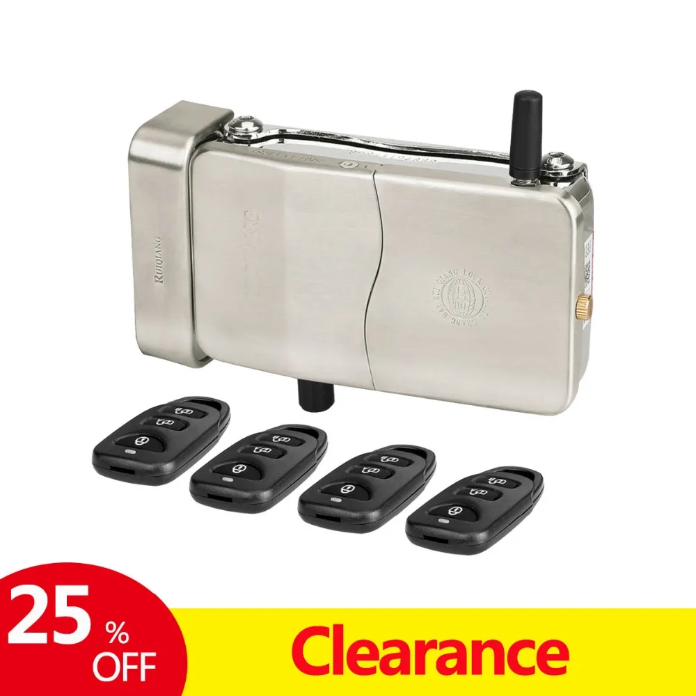 

RUIQIANG Access Control Security Keyless Smart Remote Door Locks Wireless Invisible Anti-theft Lock with 4 Remote Keys