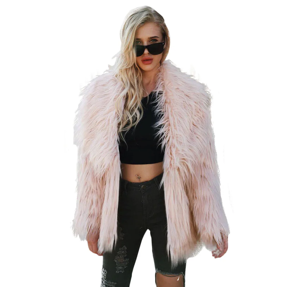 YJSFG HOUSE Furry Fur Coat Women Fluffy Long Sleeve