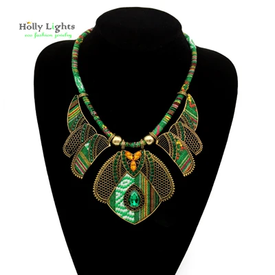 Женская винтажная подвеска чокер и ожерелья, богемные ожерелья, Этнические украшения в стиле бохо, массивные племенные морские ювелирные изделия, femme mujer - Окраска металла: green