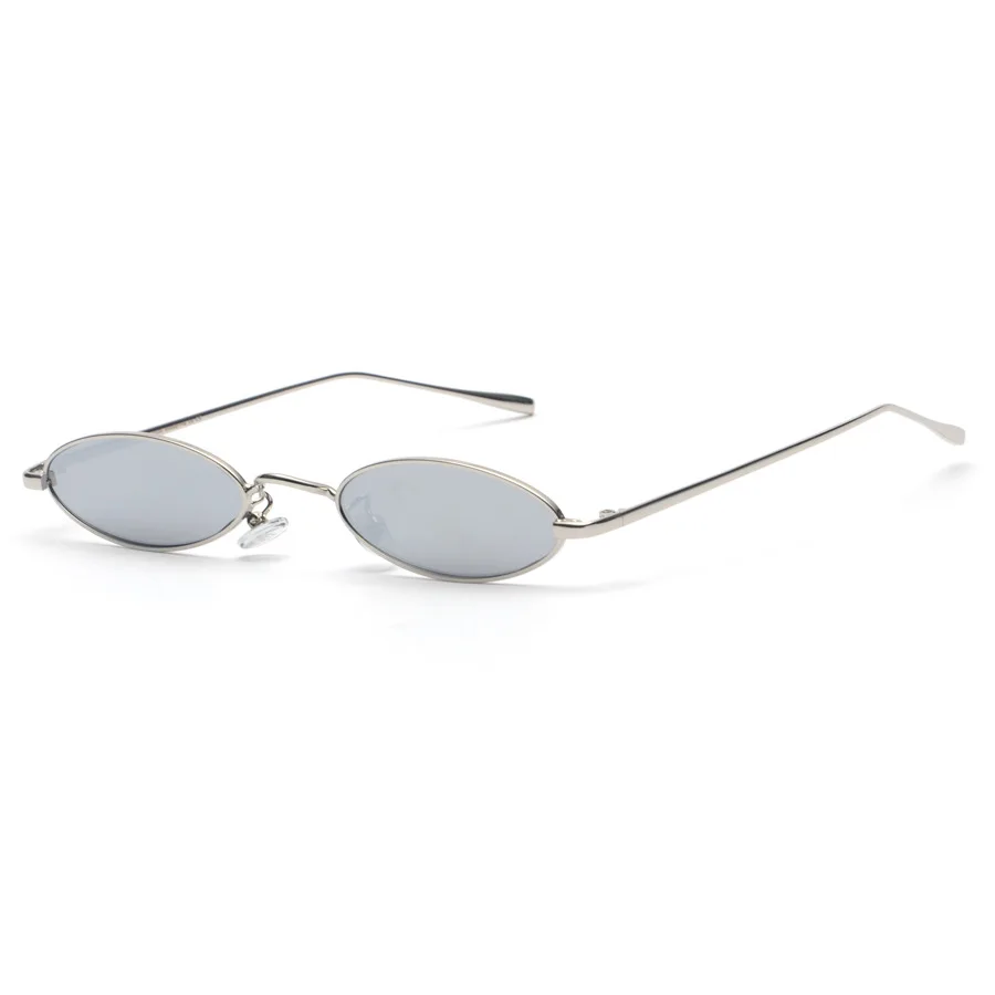 Oval Narrow Men Women Mirrored Lenses Small Size Sunglasses Designer