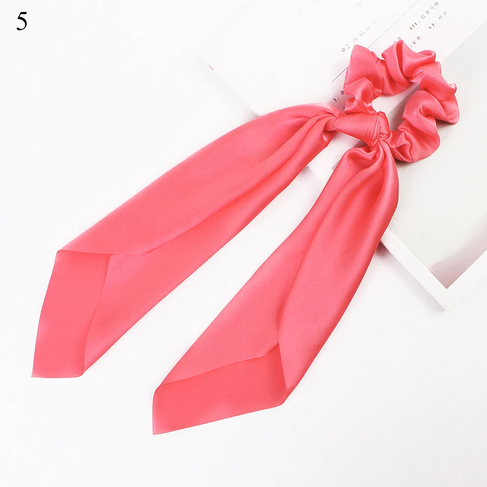 5 Ponytail scrunchie hair ties Scarf Elastic Hair Rope for Women Hair Bow Ties Scrunchies Hair Bands Flower Print Ribbon Hairbands - Цвет: 5