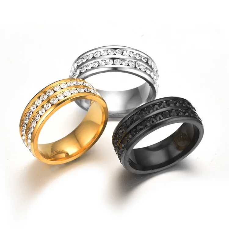 Stainless steel ring for men and women double line jewelry wholesale