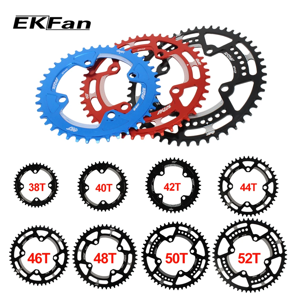 EKFan 38T/40T/42T/44T/46T/48T/50T/52T круглая велосипедная цепь 7075 T6 MTB кривошипная система