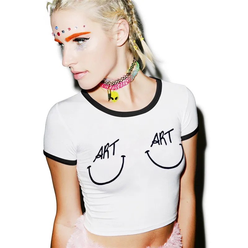 

JST015 Summer Sexy Women Short Harajuku T Shirt Funny Pattern Printed Tops Fashion Women T-shirt Ladies Blusa