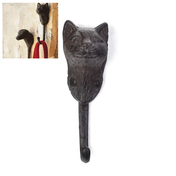 

1Pc Vintage Cast Iron Wall Hooks Antique Finish Metal Clothes Hanger Animal Head Decorative Key Hanger Wall Mounted Rustic Coat