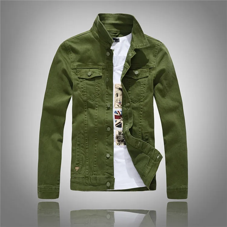 2016 New Vintage Men's Fashion Denim Thin Jacket Long Sleeve White Army Green Top quality Hot Selling Jean Jacket Autumn Spring 2016 New Vintage Men's Fashion Denim Thin Jacket Long Sleeve White Army Green Top quality Hot Selling Jean Jacket Autumn Spring