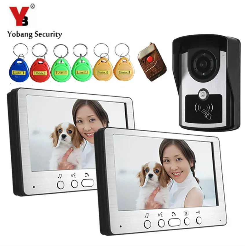 

YobangSecurity Video Intercom Monitor 7" Door Phone Home Security Color Wired With RFID ID Keyfobs for House Office Apartment