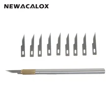 NEWACALOX 11PCS DIY Tools Metal Handle Knife Carving Tools Blades Wood PCB Repair Films Tool Graver Cutter Razor Hobby Pen