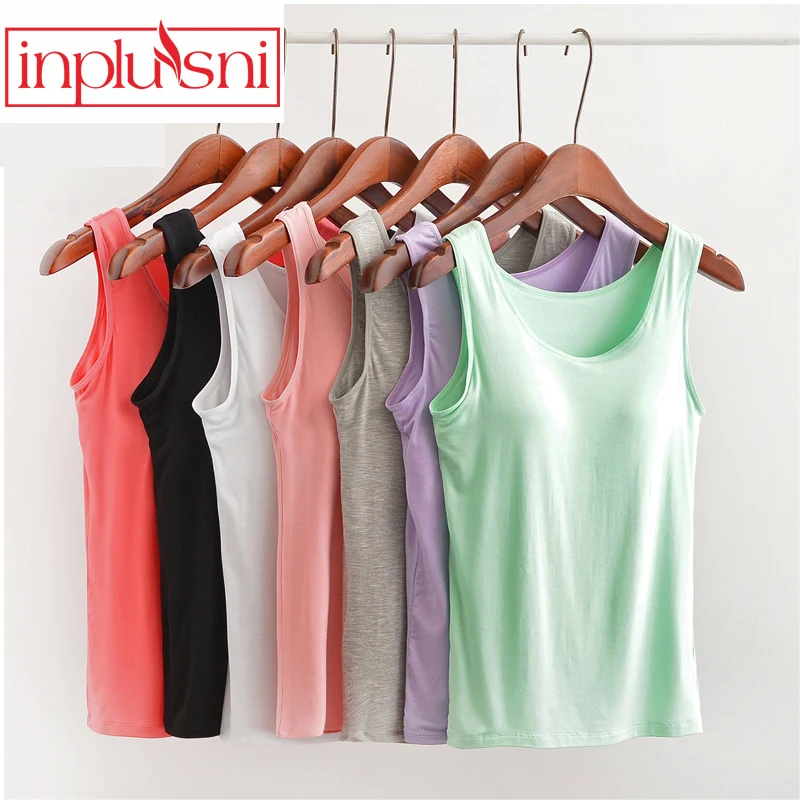 Inplusni women vest without steel cups with chest pad camisoles modal tanks personalized design vest focus on women health