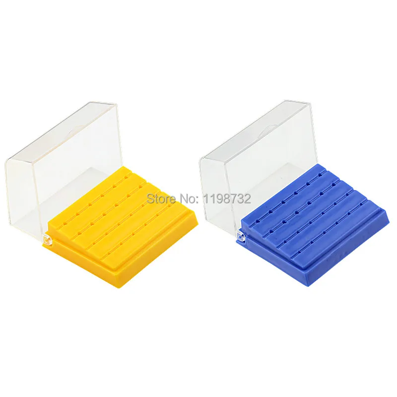 2 Pcs Dental Equipment 24 Holes Plastic Holder Burs Block Holder Blue
