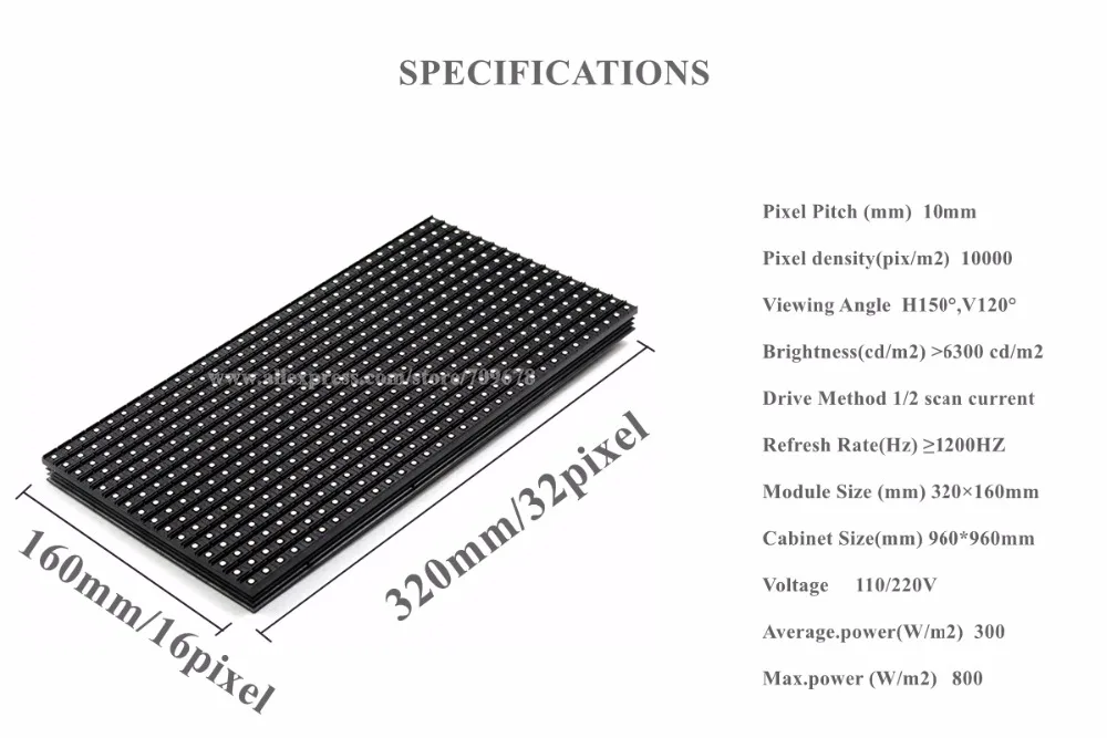 P10 Oudoor полноцветный светодиодный модуль 320x160 мм 2 S, 6000 нит яркость Высокая частота обновления P10 RGB светодиодный видеопанель