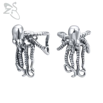 

ZS Punk Style Octopus Clip Earrings for Men Women 316L Stainless Steel Ear Cartilage Cuff Jewelry 2 Pcs Hot Sale Hip Hop Earring