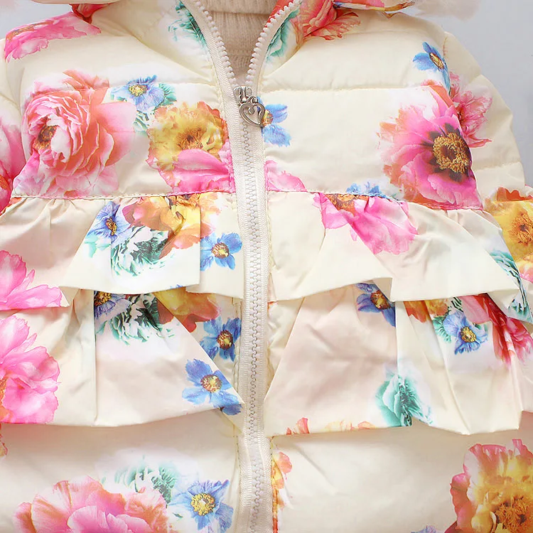 Bicola/Ветрозащитная хлопковая одежда с капюшоном для маленьких девочек детские пальто с цветочным узором для девочек г., зимняя теплая детская верхняя одежда, пальто
