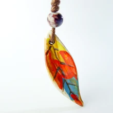 Длинная Регулируемая Веревка, красочное керамическое ожерелье с подвеской в виде листьев, ручная работа, DIY модное ожерелье для женщин# EY101