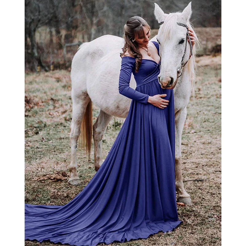 Long Tail Maternity Dresses: Photography Shoot Maternity Props Maxi Dresses for Pregnant Women Clothes - Pregnancy Dress image 4