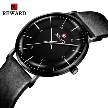 

REWARD Fashion Mens Watches Top Brand Luxury 6 mm Ultra-thin Watch Men Leather Band Waterproof Sport Watch Relogio Masculino