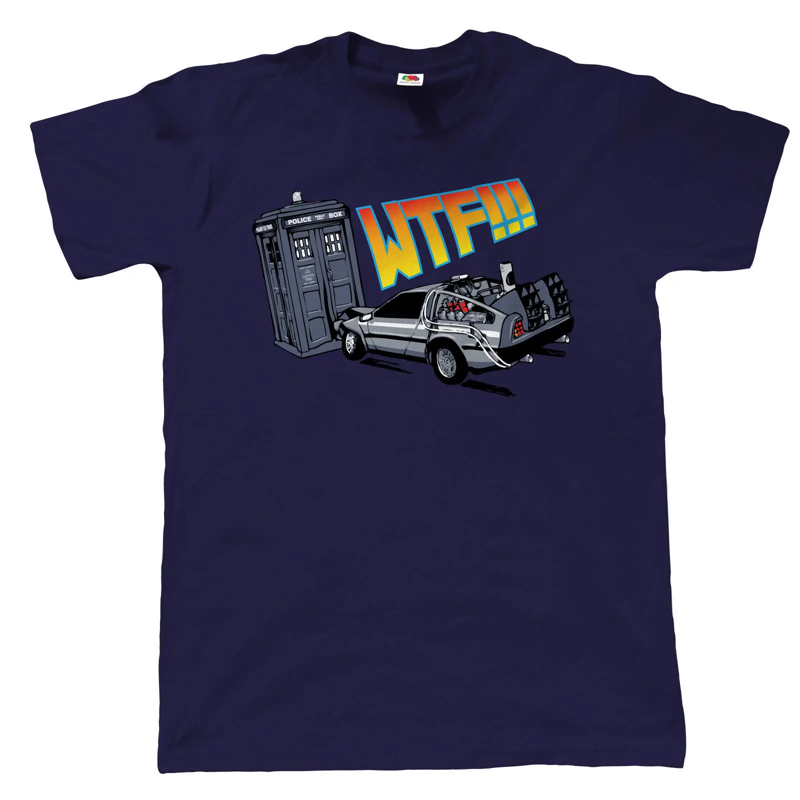WTF Tardis v Delorean Crash Футболка Dr Who Back To The Future inc. Новые футболки Забавные топы новые
