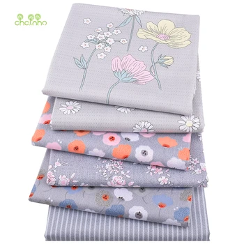 

Chainho,New Gray Floral Series,Printed Twill Cotton Fabric,For DIY Quilting Sewing Baby&Children Sheet,Pillow,Material,50x160cm