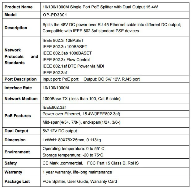 PD3101G Spec