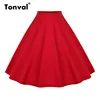 Tonval Floral Vintage Plus Size Swing Skirt Retro Flowers Print Midi Skirts Womens High Waist Cotton A Line Skirt ► Photo 2/6