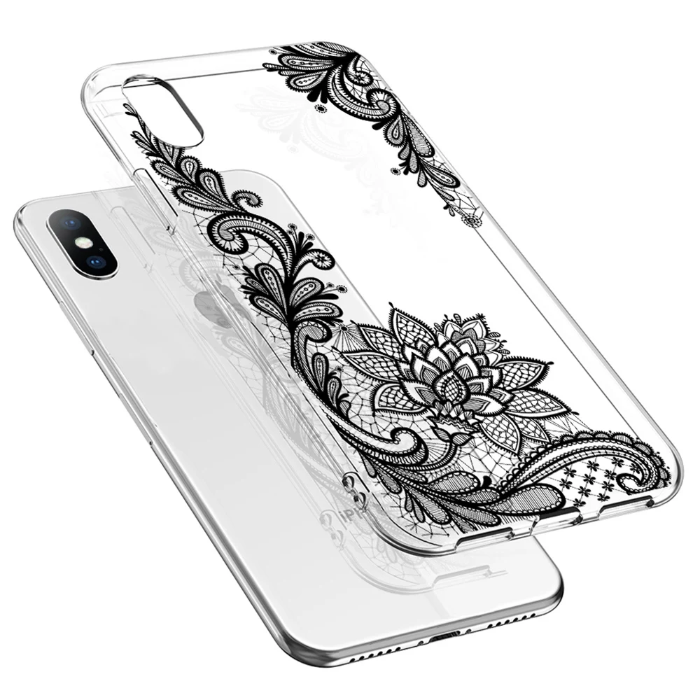 best case for iphone 13 pro max Lovebay Phone Case For iPhone 13 12 11 Pro Max 6s 7 8 Plus X XR XS Max 5 5s SE2020 Sexy Lace Mandala Flower Clear Soft TPU Cover best iphone 13 pro max case