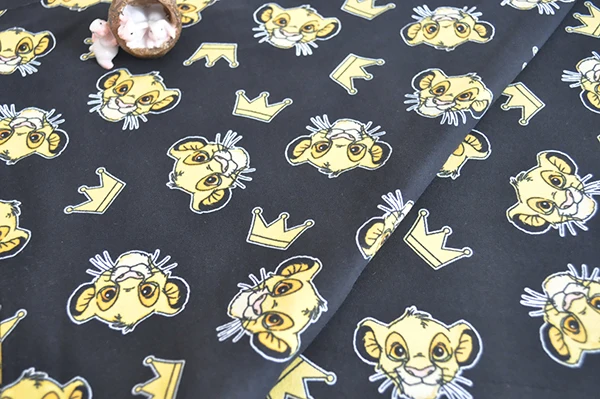 Милый мультфильм Король Лев ребенок Simba Корона лайкра эластичный хлопок Ткань
