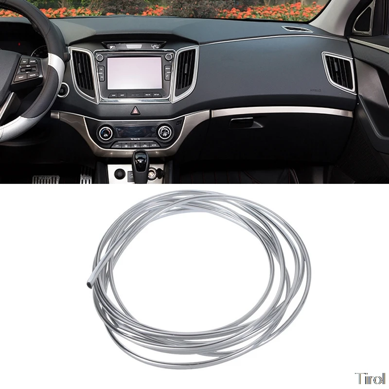 

3mx6mm Chrome Trim Strip Bumper Air Vent Grille Switch Rim Moulding U Style Car Interior Decor