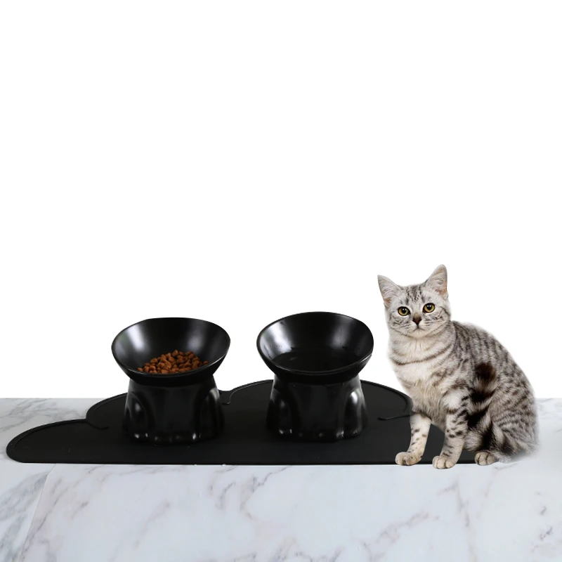 Pet Dog Cat Ceramics Bowl Classical Cervical Health Protective Bowl High Base Water Food Feeder Puppy Kitten Pet Feeding