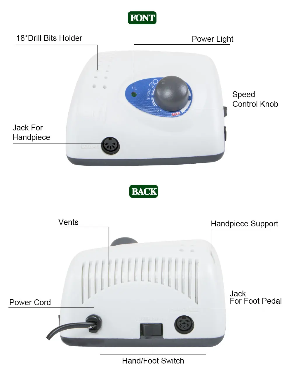 Lidar com Máquina de Broca Elétrica do Unha Equipamento da Arte para Unhas Forte Azul 210 Modelo Manicure Pedicure Unha Arquivo Bit 65 w 35000 Rpm 10 Brocas elétricas p manicure e acessórios