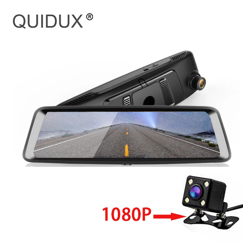 QUIDUX S9 Автомобильное зеркало заднего вида 10 дюймов сенсорный экран 1200MP DDR3 2G DVR