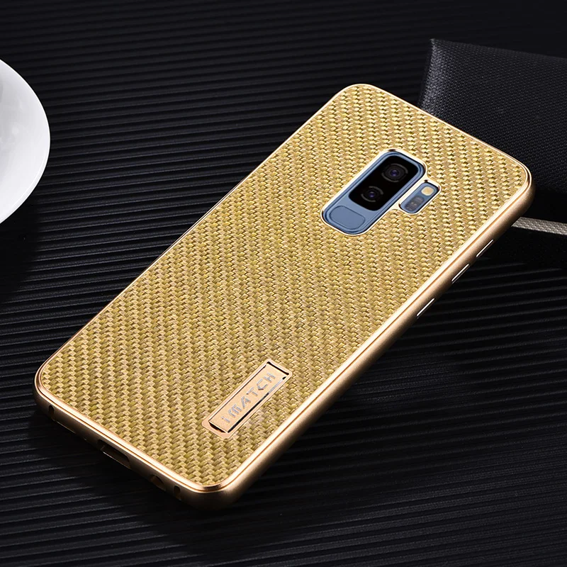 iMatch Luxury Aluminum Metal Bumper Carbon Fiber Back Cover Case for Samsung Galaxy S9 & Samsung Galaxy S9 Plus