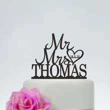 Персонализированные Mr и Mrs свадебный торт Топпер, пользовательское имя и дата с Топпер для торта в форме сердца, Помолвочные украшения