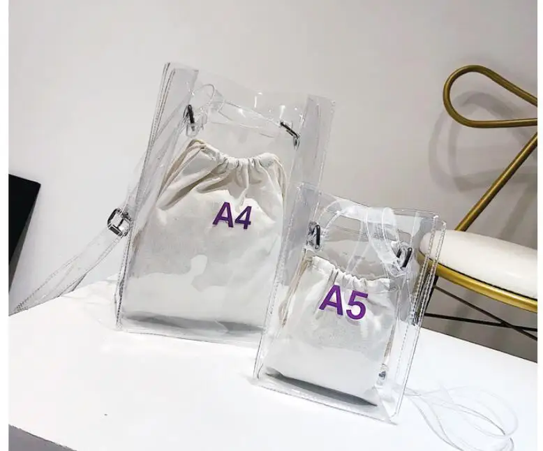 1 Набор = 2 штуки женская сумка в прозрачная упаковка A4 A5 ПВХ Повседневная через