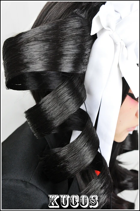 Danganronpa Dangan Ronpa Ludenbeck Celestia Ludenberg косплей парик Длинные большие вьющиеся пони прическа черные волосы