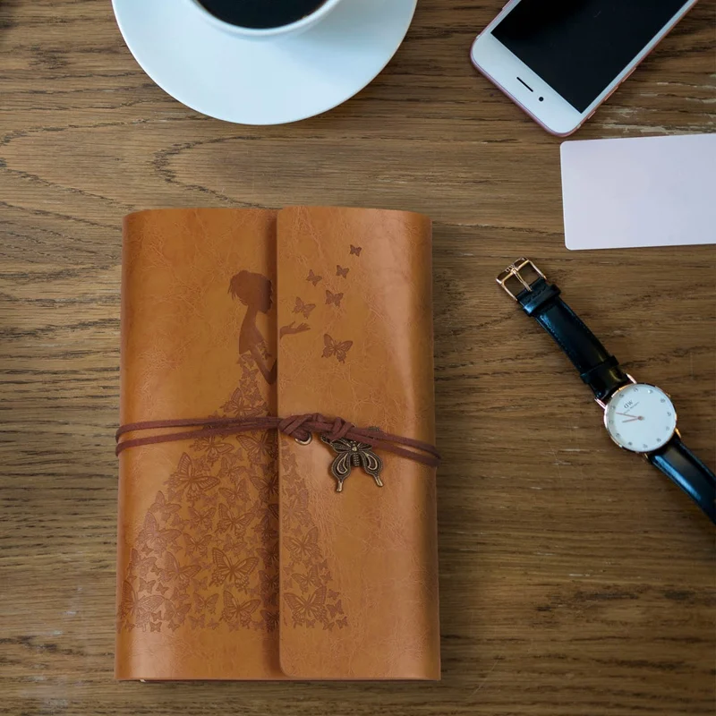 Многоразовые блокноты дневники, A6 кожаный переплетенный дневник путешественника художественный Рисование блокноты дневники для записи