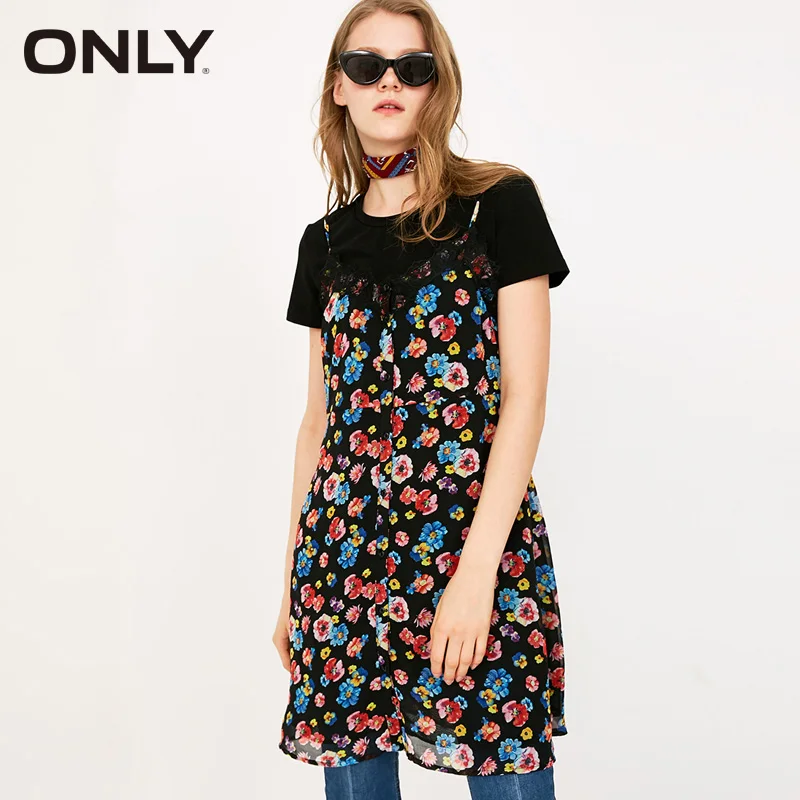 

ONLY 2019 Spring & Summer Chiffon Two-piece Slip Dress |118107576