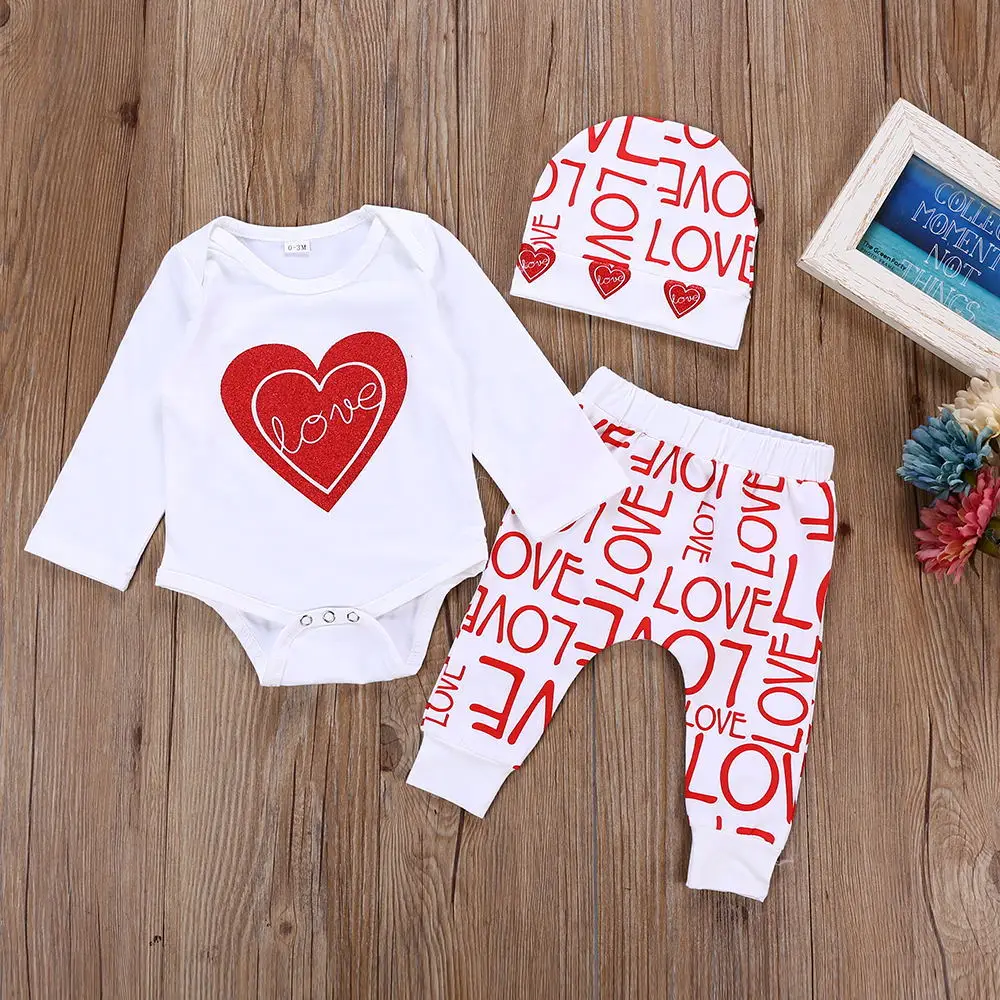 1pcs/lot Newborn Baby Girl long Sleeve Romper+Long Pant Trouser hat 3PCS Outfits Clothing Set | Детская одежда и обувь
