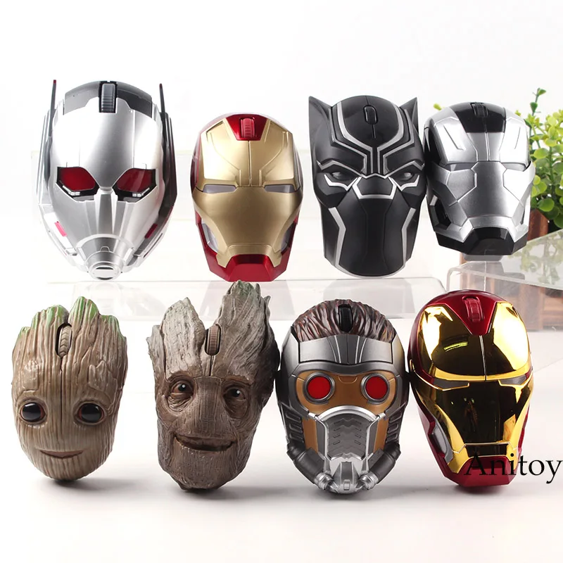 

Action Figure Marvel Iron Man War Machine Black Panther Star Lord Tree Man Ant-Man Figure Computer Mouse Wireless Bluetooth Toys