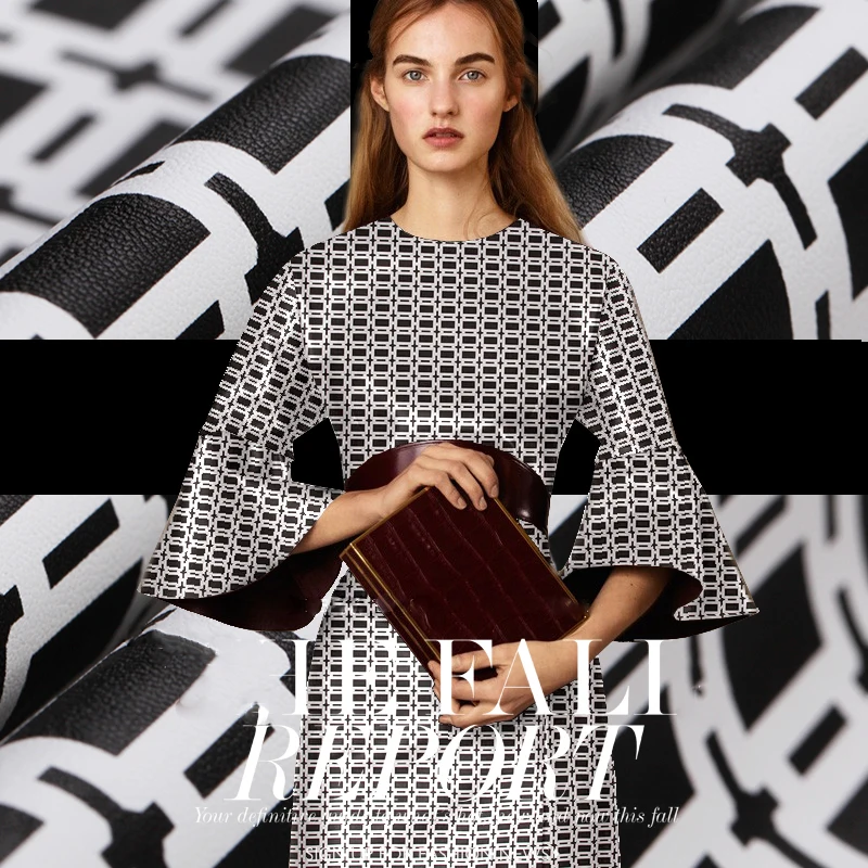 

2017 new PU composite leather cloth printing delicate texture of black and white fur fabric design