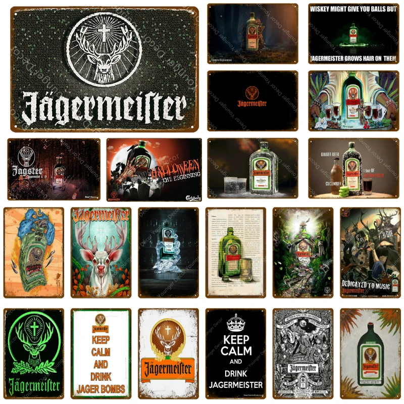 

Jagermeister Deer Head Metal Poster Jager Bombs Wine Plate Vintage Wall Sticker Pub Bar Home Decor Drink Beer Whiskey Tin Signs