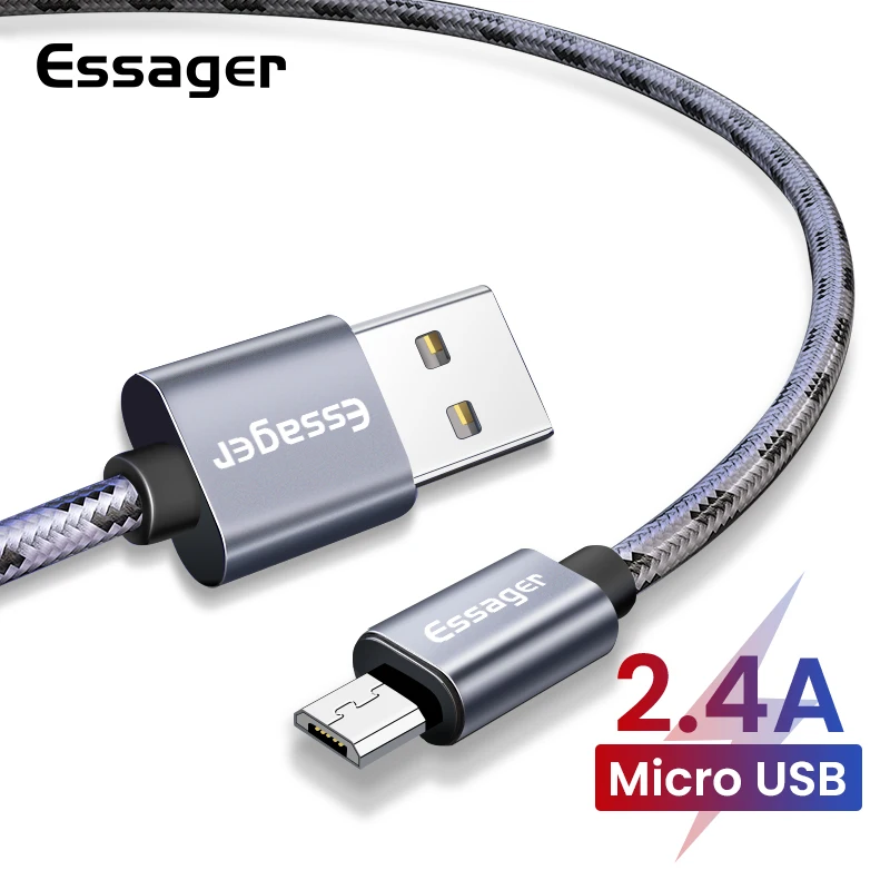 Essager مايكرو كابل usb لسامسونج Xiaomi سريع شحن شاحن بيانات سلك الحبل الروبوت سلك Microusb الهاتف المحمول كابل 2 m قصيرة