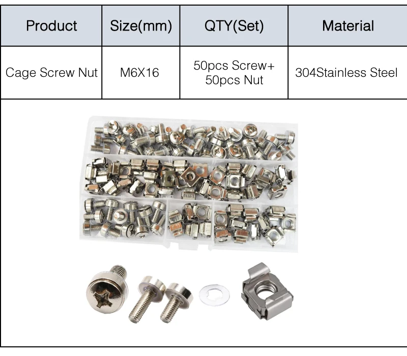 M5 M6 клетка гайка и Монтажный болт шайба Метрическая квадратное отверстие аппаратные средства для монтажа в стойку серверные полки шкафы Ассортимент Комплект