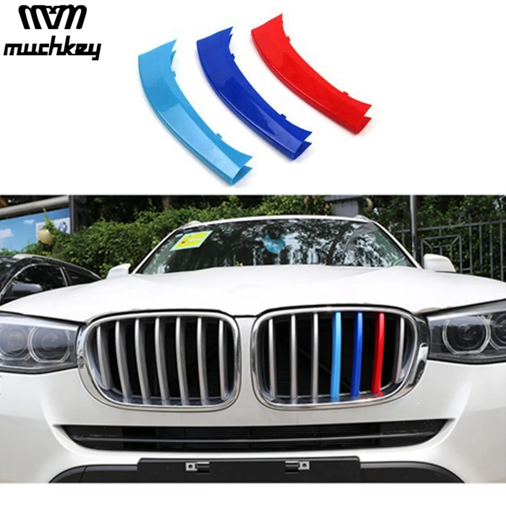 3D M Car Front Grille Trim Strips Grills Cover Performance Decoration