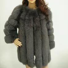 Последняя реальная лисы пальто с мехом в /Новое поступление женские зимние натуральным лисьим пальто с мехом горячая распродажа большой меховой Длинные рукава