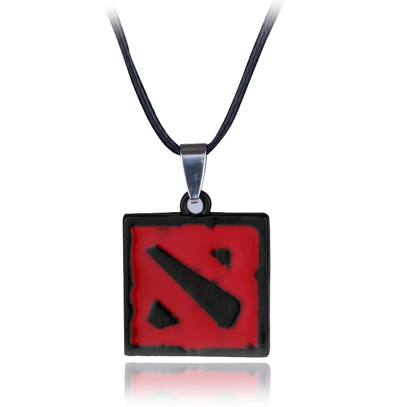 

New Fashion Black Rope Chain Game DOTA 2 Necklace Dota2 LOGO Pendants Defense of the Ancients statement Leather necklace