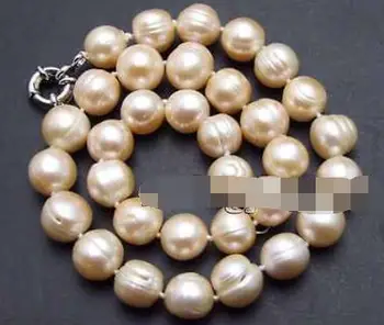 

SALE Big 10-11mm Pink Round gradual Natural freshwater PEARL 17" Necklace-6063