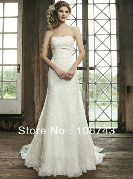 

free shipping 2013 Bridal Dress maxi formal Gown plus size sheer high strapless sweetheart Strapless Lace Wedding Dresses
