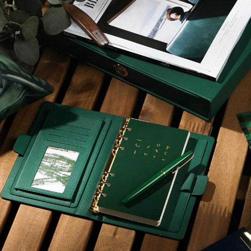 Кожаный переплетный спиральный офисный бизнес-блокнот высокого качества с 6 отверстиями дневник модный планировщик