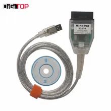 V12.10.019 MINI VCI para TOYOTA Solo Cable Apoyo Toyota TIS OEM de Software De Diagnóstico de Alto rendimiento con la CPU DEL BRAZO adentro