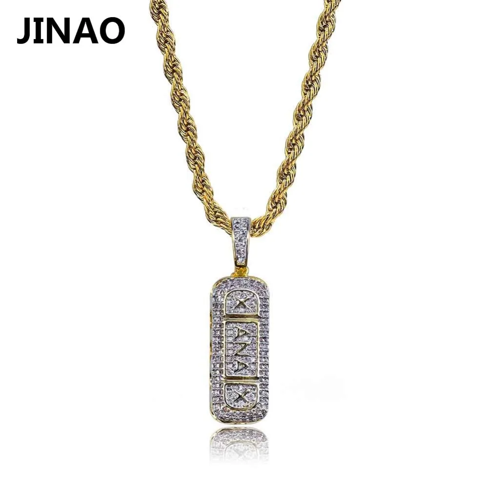 JINAO хип-хоп позолоченное ожерелье с микро-цирконием Xanax Pill и подвеской для мужчин и женщин, подарки, три цепочки